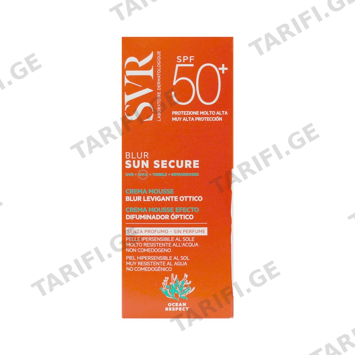 მზისგან დამცავი Sun Secure Blur პარფიუმის გარეშე Spf50+ 50მლ 3150 ესვიერი - Svr