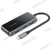 VENTION TFDHB Multi-function USB-C to USB3.0*4/PD Docking Station 0.15M Gray Mirrored Surface Type USB ჰაბი