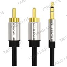 VENTION BCFBD 3.5mm Male to 2RCA Male Audio Cable 0.5M Black Metal Type