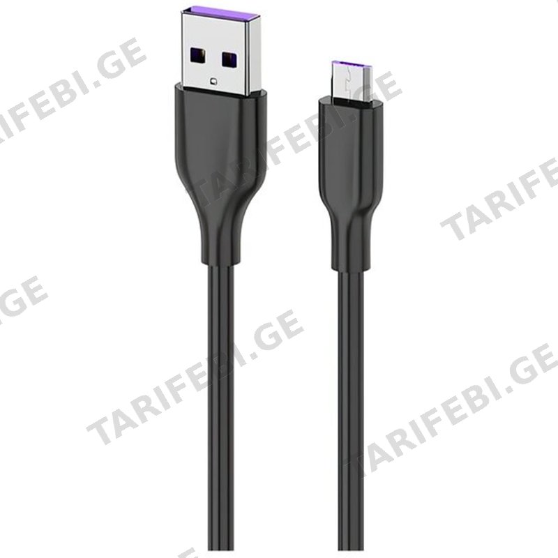 USB კაბელი 2E CCAM-BL USB-A MICROUSB GLOW 1M BLACK