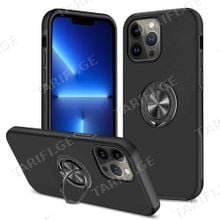 iPhone 11 Pro Elit Ring Case სილიკონის ქეისი ბეჭდით - შავი