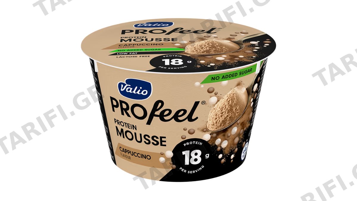 პროტეინის მუსი/Valio/ "Profeel" კაპუჩინოს/, ულაქტოზო 6*150 გრ