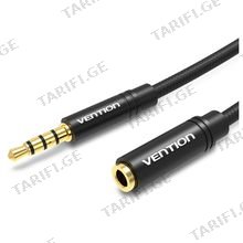 VENTION BHBBI Cotton Braided 3.5mm Audio Extension Cable 3M Black Metal Type