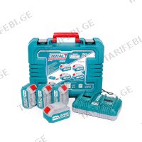 (20V/5000mAh) 4ც აკუმულატორი + დამტენი TOTAL TFBCLI20245
