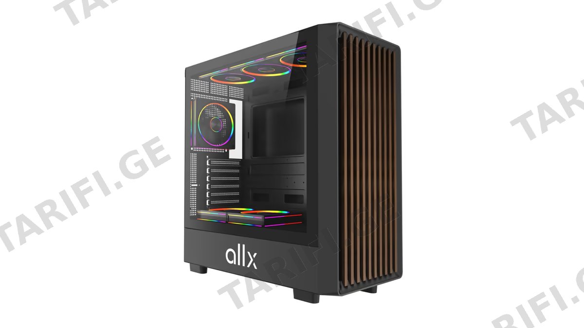 ქეისი ALLX AX-G2147, Computer Case, EATX, ATX, MATX, ITX, USB 3.0, USB, HD Audio, Black/Brown