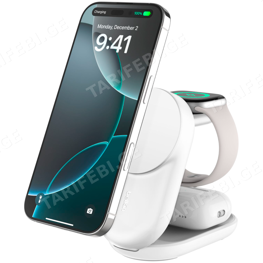 BELKIN 25w Qi2 3-IN-1 Foldable Charger, White