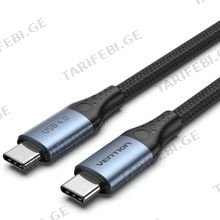 VENTION TAVHF Cotton Braided USB 4.0 C Male to C Male 5A Cable 1M Gray Aluminum Alloy Type 240w