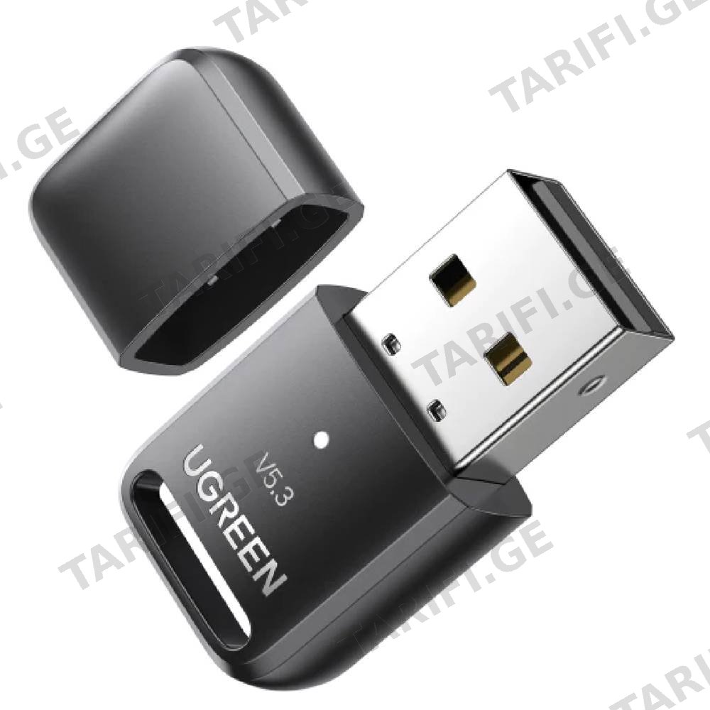 Bluetooth ადაპტერი UGREEN CM591 (90225), USB Bluetooth 5.3 Adapter, Black