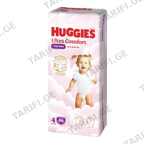 Huggies - ტრუსი ულტრა კომფორტი გოგოს #4 - 46 ც