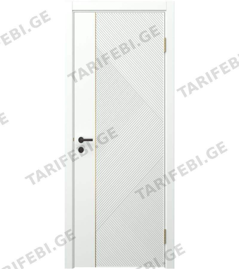 კარი MDF Соло-4 Молдинг Золото ზომა. 80*2150 ფერი. 9003 Белая