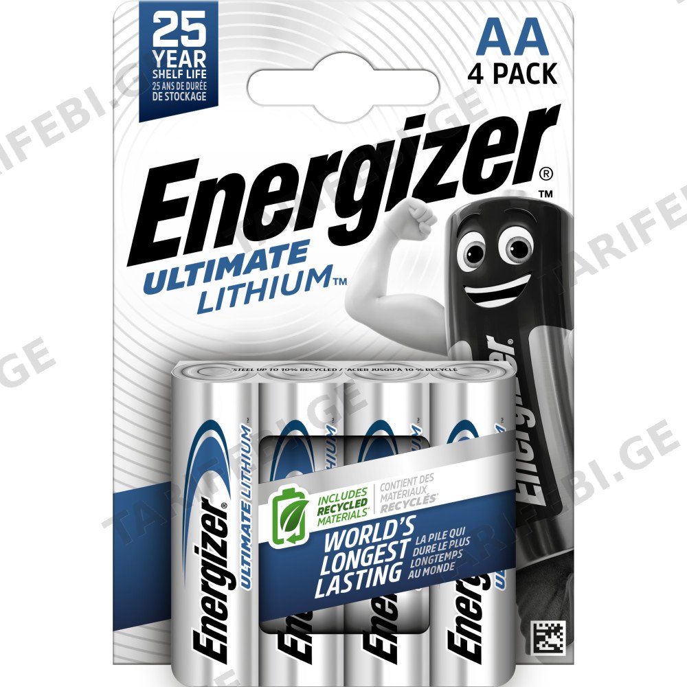 ელემენტი Energizer Ultimate Lithium AA ლითიუმის 4 ცალი
