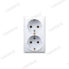 როზეტი OSPEL 2 60x100x40 დამიწებით თეთრი