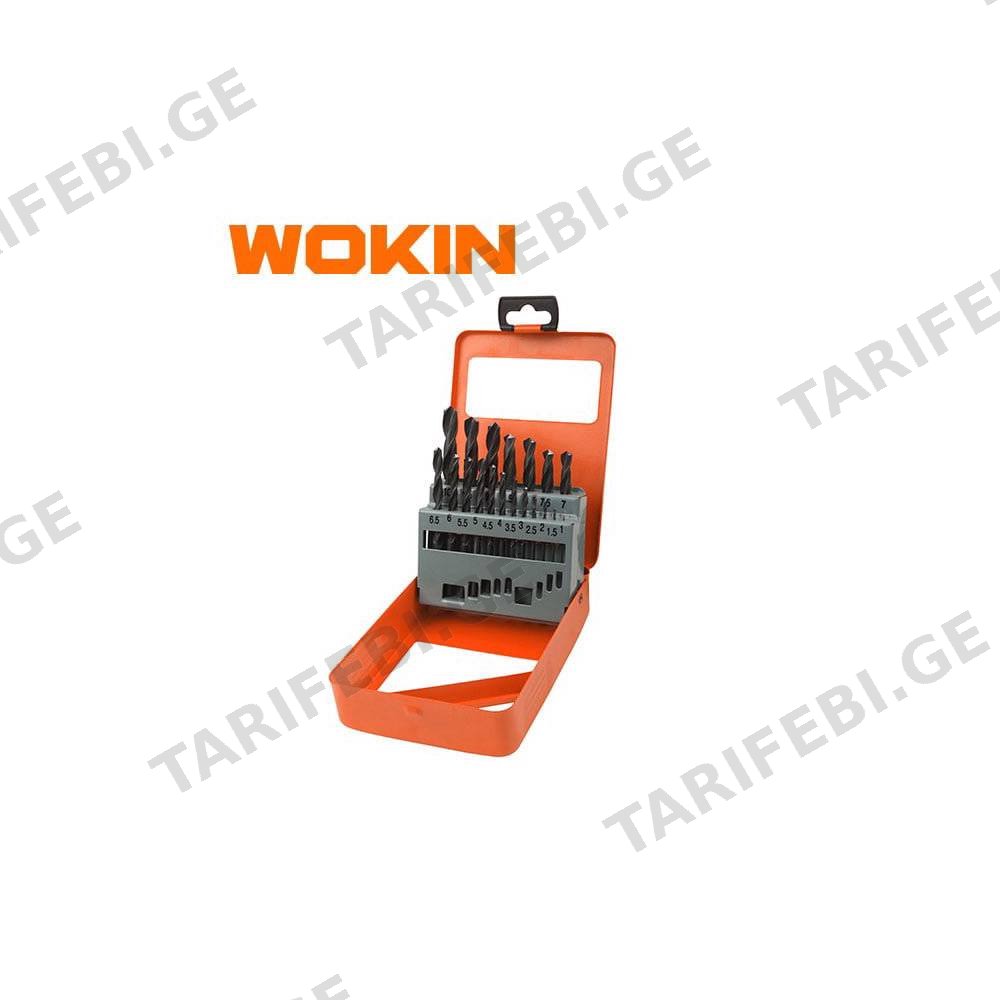 ბურღის პირები მეტალის Wokin 751019, 19Pcs HSS TWIST DRILL BIT SET, Black