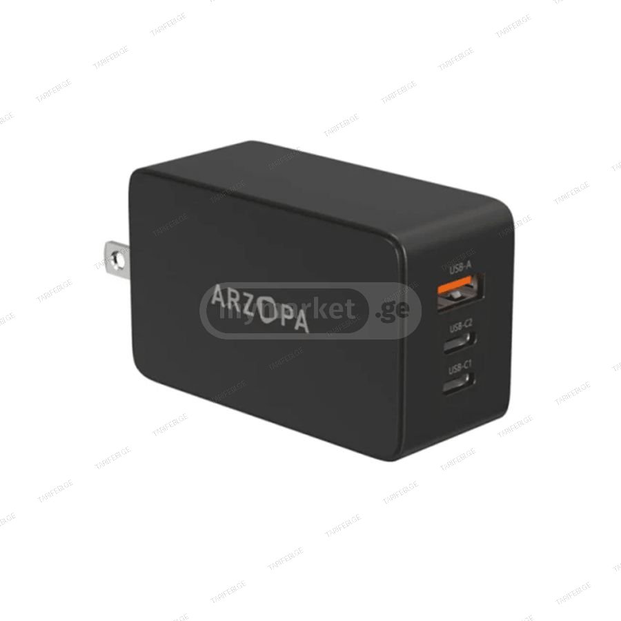 Arzopa C65 GaN Fast Charger USB/2xUSB-C 65W