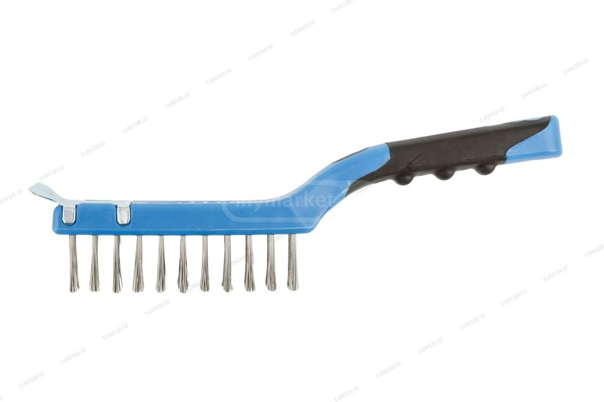 HT3B639 ჯაგრისი უჟანგავი Inox wire brush with a scraper, 4 x