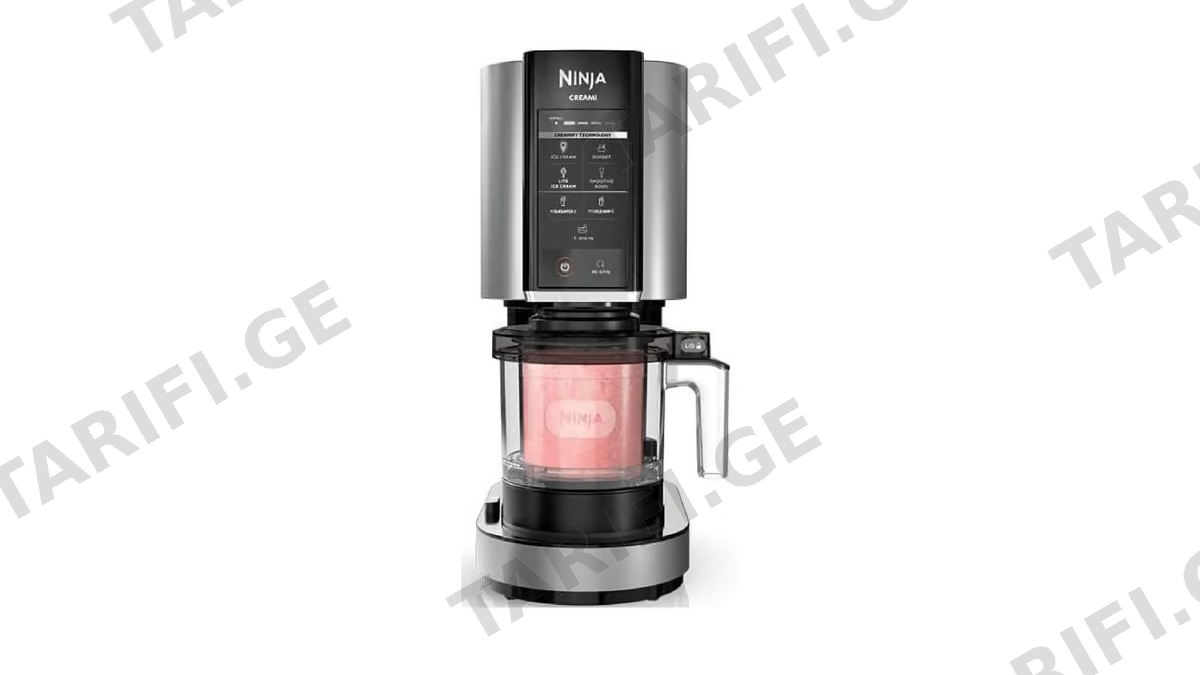 ნაყინის აპარატი Ninja NC302EU Creami, 800W, 0.4L, 7-in-1 Ice Cream Maker, Black/Silver