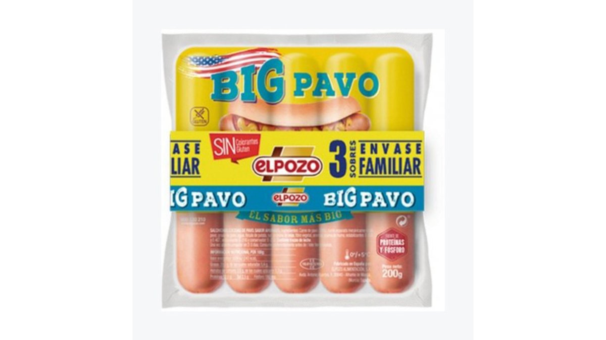 "Elpozo"- სოსისი ინდაურის უგლუტენო (3*200) 12*600გ