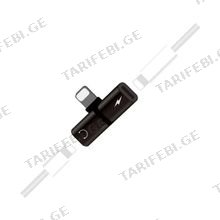 spliter Lightning to charge lightning ყურსასმენის გადამყვანი + დამტენი (0016)