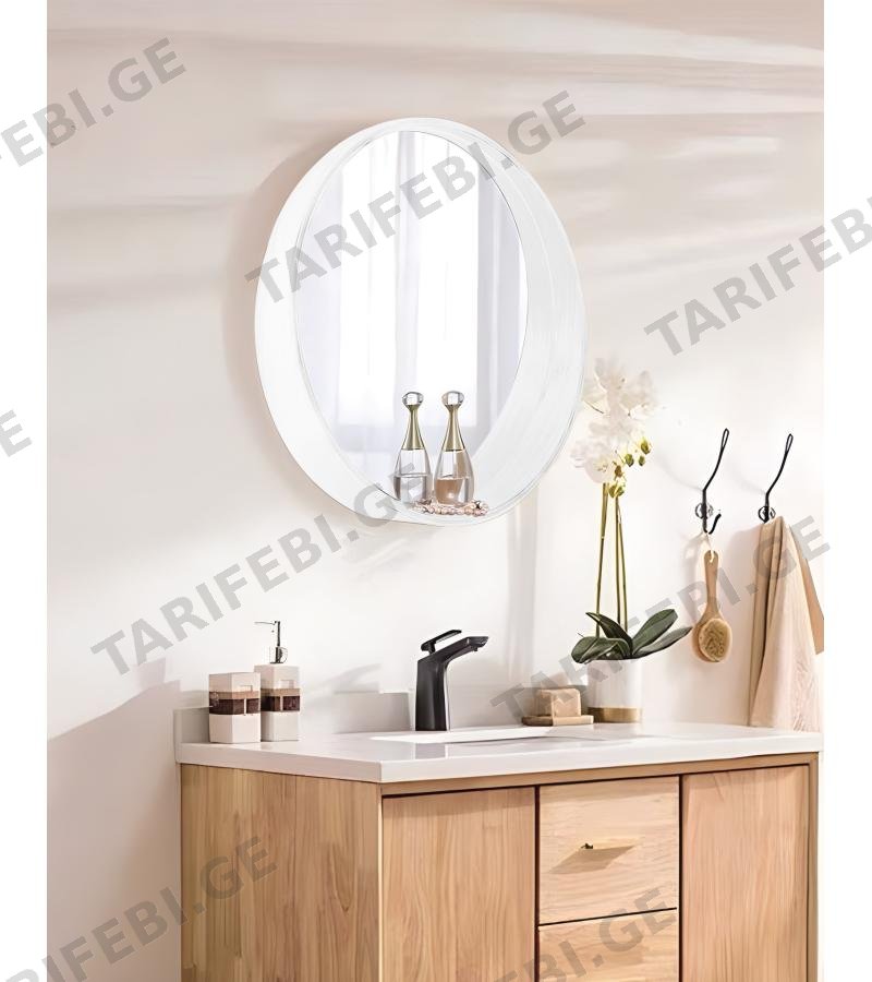 სარკე 80*80 სმ ხის ჩარჩოთი / Wooden frame #HK-2006B WHITE