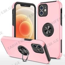iPhone 12 Elit Ring Case სილიკონის ქეისი ბეჭდით - ვარდისფერი