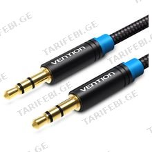 VENTION P350AC200-B-M Cotton Braided 3.5mm Male to Male Audio Cable 2M Black Metal Type