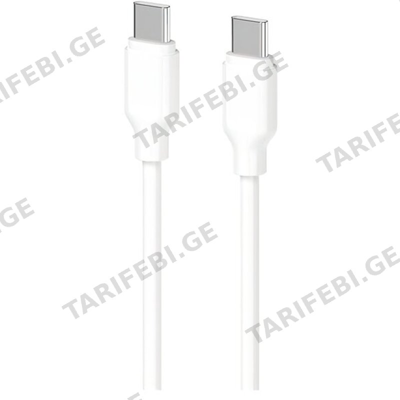 USB კაბელი 2E-CCCC-WH USB-C - USB-C GLOW 60W 1M WHITE