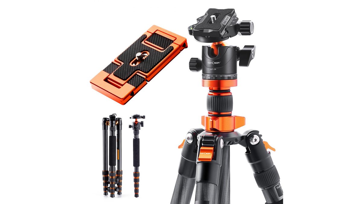 შტატივი K&F Concept Tripod, Model D255C4+BH-28L 2-in-1 Quick Release Plate kits - KF09.093V2
