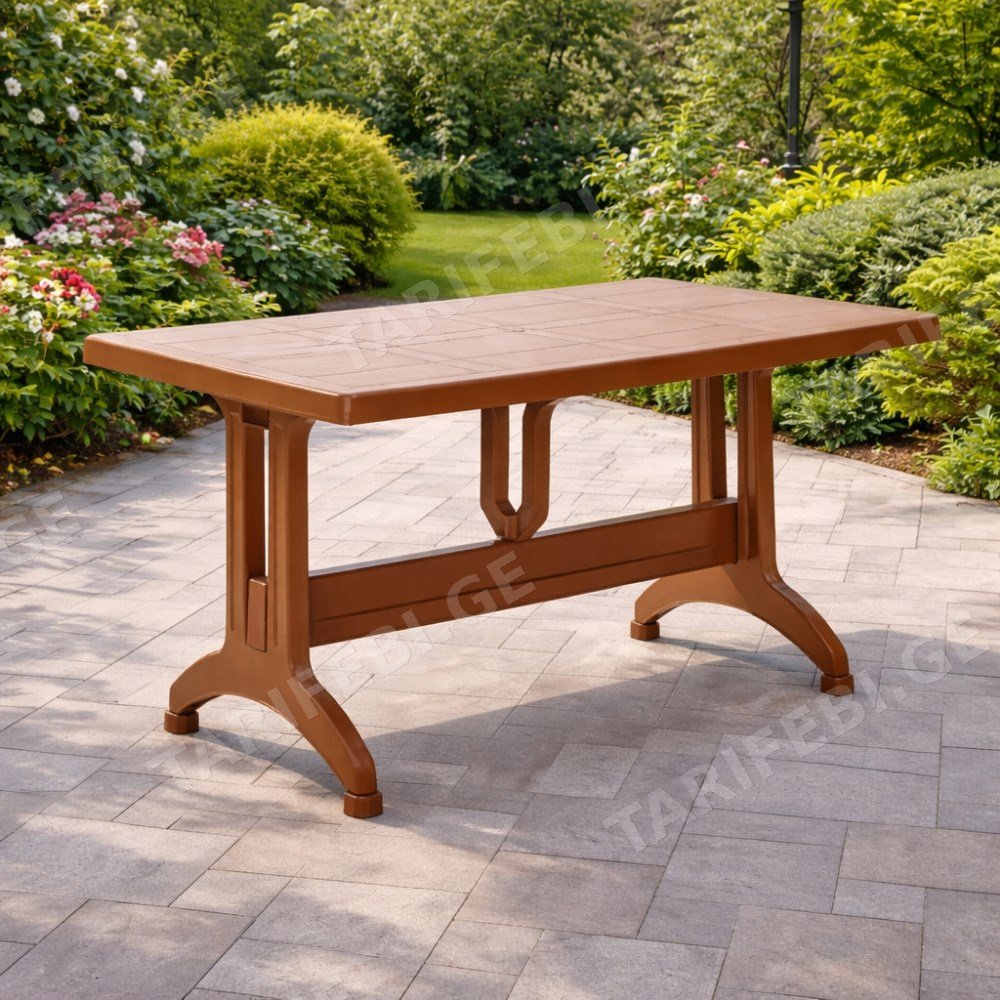 ბაღის მაგიდა PLASTIC TABLE BROWN 70x120 სმ