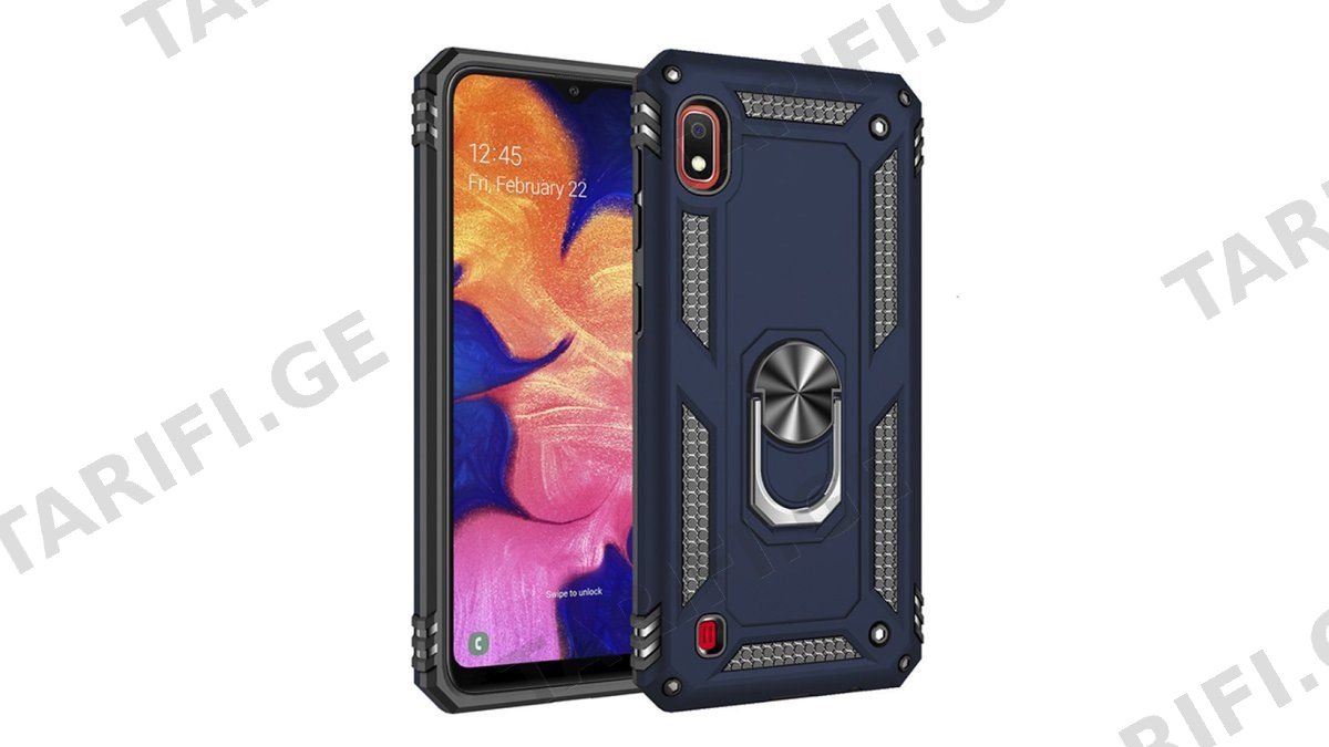 Samsung Galaxy A10 Sofia Ring Case სილიკონის ქეისი ბეჭდით - მუქი ლურჯი