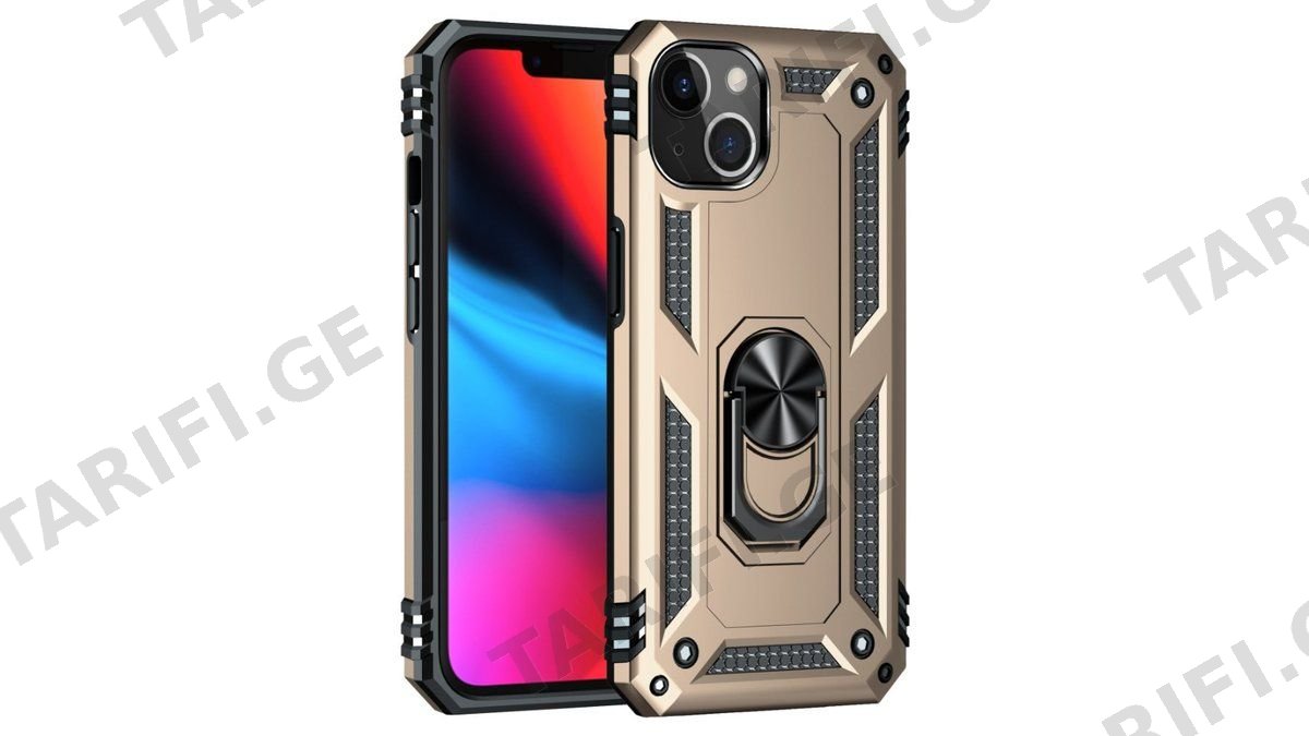 iPhone 13 Sofia Ring Case სილიკონის ქეისი ბეჭდით - ოქრო