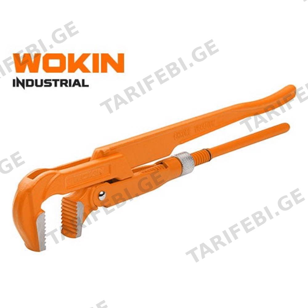 მილის ქანჩის გასაღები Wokin 105510, 33.5MM, 1\", 90°Bent Nose Pipe Wrench (INDUSTRIAL), Orange
