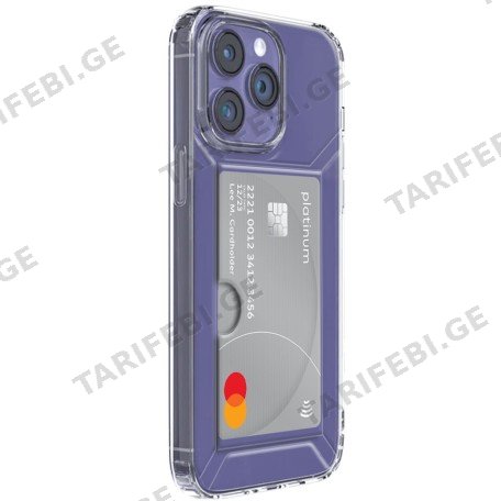 ქეისი - BUILT-IN CARD COMPARTMENT SOFT SEMICLEAR COVER CASE