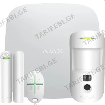 უსაფრთხოების სისტემის ნაკრები AJAX 20293.58.WH1, STARTER KIT, BLACK (სირენა, მოძრაობის დეტექტორი, კარის სენსორი, პულტი)