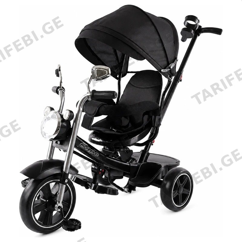 ბავშვის ეტლი-ველოსიპედი 2-1 GOLDEN CHILD 8805-BLACK სამთვლიანი შავი