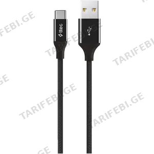 Ttec Aluminum Cable USB-A - USB-C Charge Cable 2.0 120cm Black