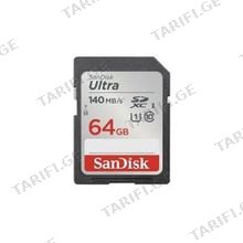 SanDisk 64GB Ultra SD/HC UHS-I Card 140MB/S Class 10 SDSDUNB-064G-GN6IN SD ბარათი
