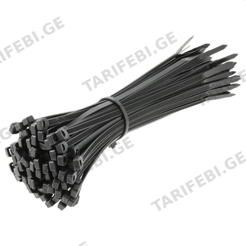პლასტმასის ხამუთი HOGERT HT2C710 4.8X200 მმ 100 ცალი შავი