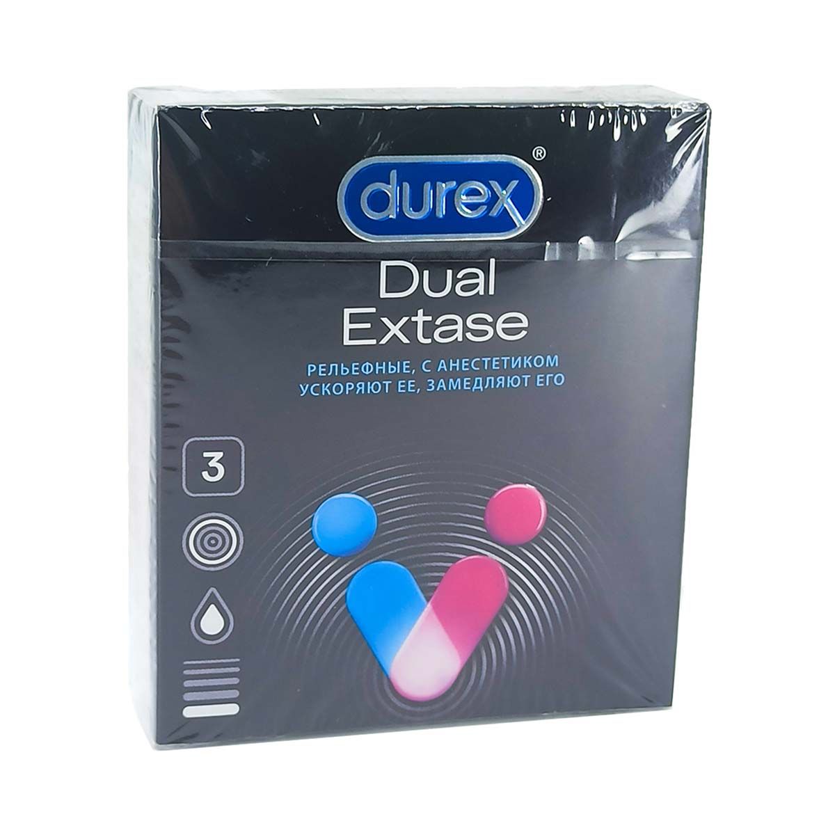 პრეზერვატივი Dual Extase 3 ცალი დურექსი - Durex