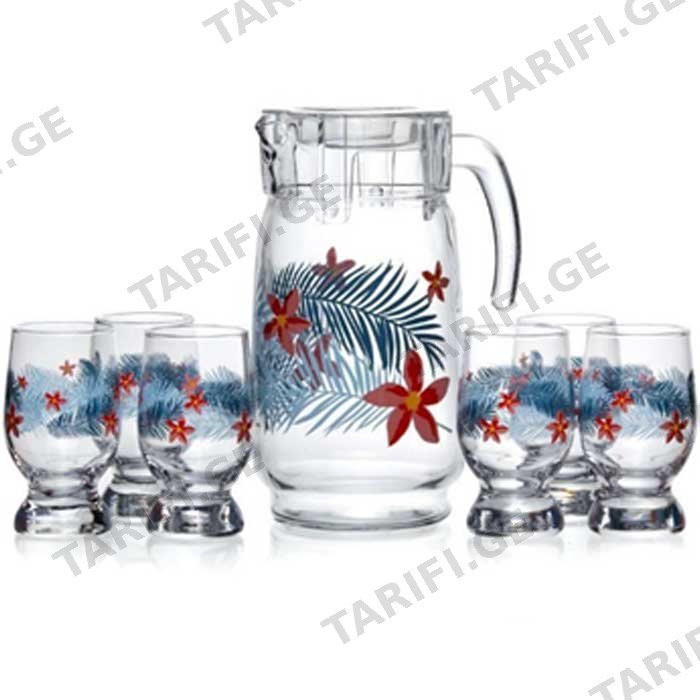 მინის გრაფინი + 6 ჭიქა PASABAHCE 9967251