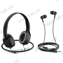 HOCO W24 Enlighten headphones with mic set BLUE ყურსასმენი მიკროფონით