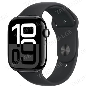 Apple Watch Series 10 GPS 46mm Jet Black Aluminium Case with Black Sport Band - S/M