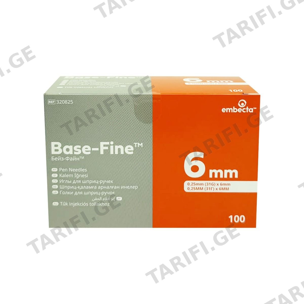 ნემსი ინსულინის კალმის 31G 6მმ 100 ცალი Base-Fine