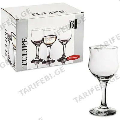 12 ცალიანი მინის ჭიქა PASABAHCE 944162 - 8 ტულიპი (315 ML)