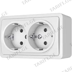 როზეტი დამიწებით Vilma Style Plus SL+250 RP16-021 ww 2 განყოფილებიანი თეთრი