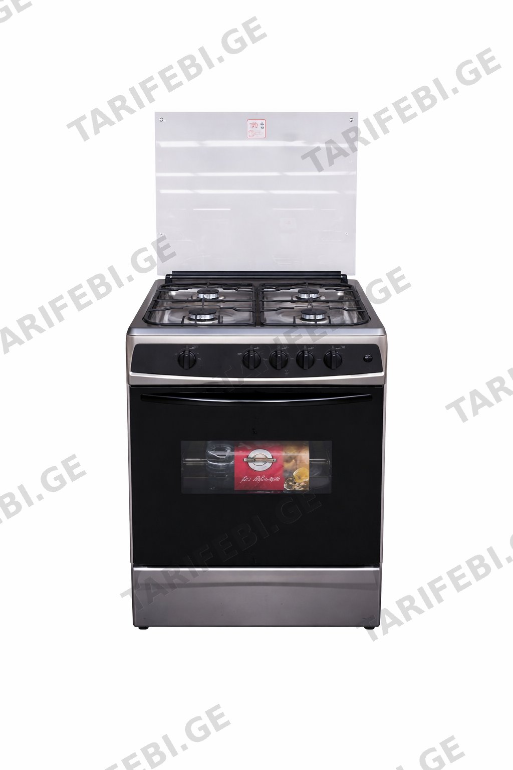 გაზქურა Cron TE6640, 4 Gas, Oven, Inox Grey