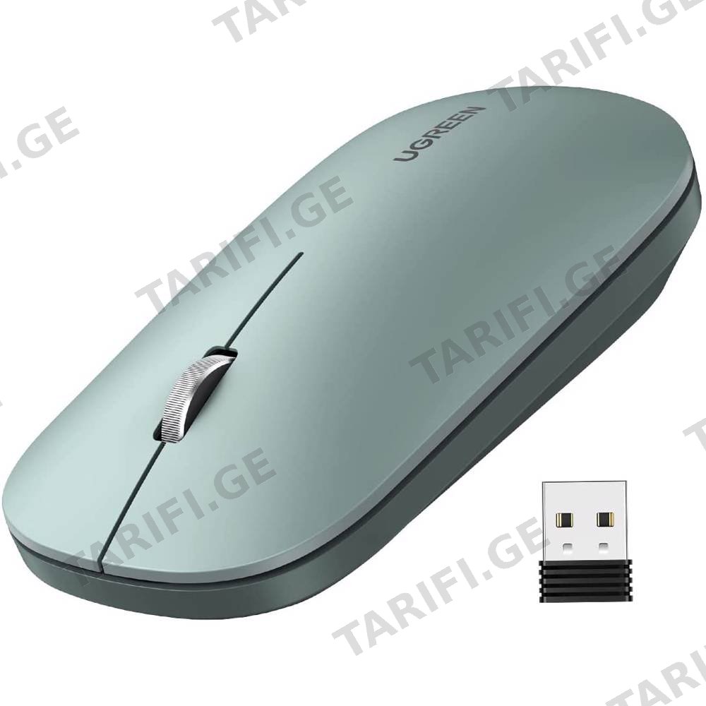 მაუსი UGREEN MU001 (90374) Wireless 2.4G Slim Silent Mouse, 4000DP, Green