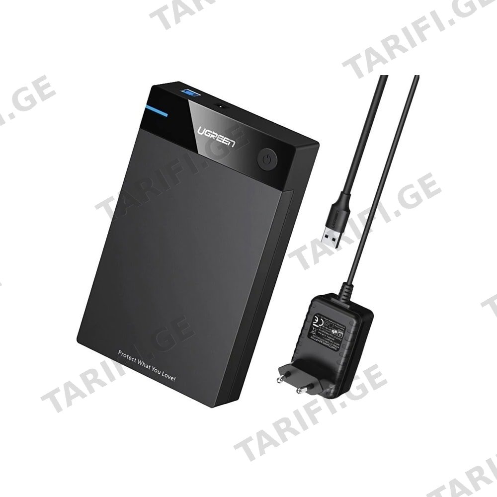 მყარი დისკის ქეისი UGREEN US222 (50422) 3.5″ USB 3.0 Hard Drive Enclosure, Black