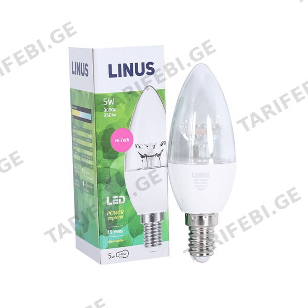 LED ნათურა 5ვტ 3000კ LINUS E14 Lin16-7846