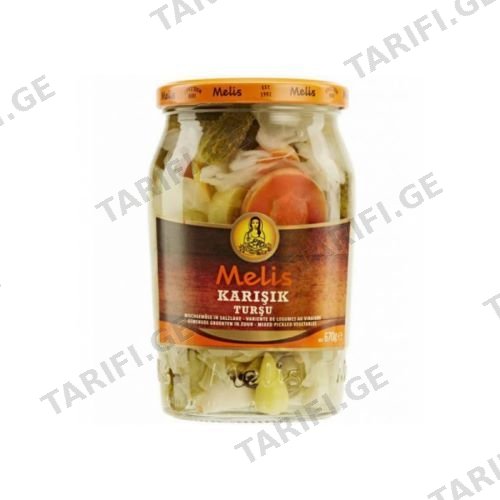 ბოსტნეულის კონსერვი/მელის/ ბოსტნეულის მიქსის მარინადი 670გ (720მლ)