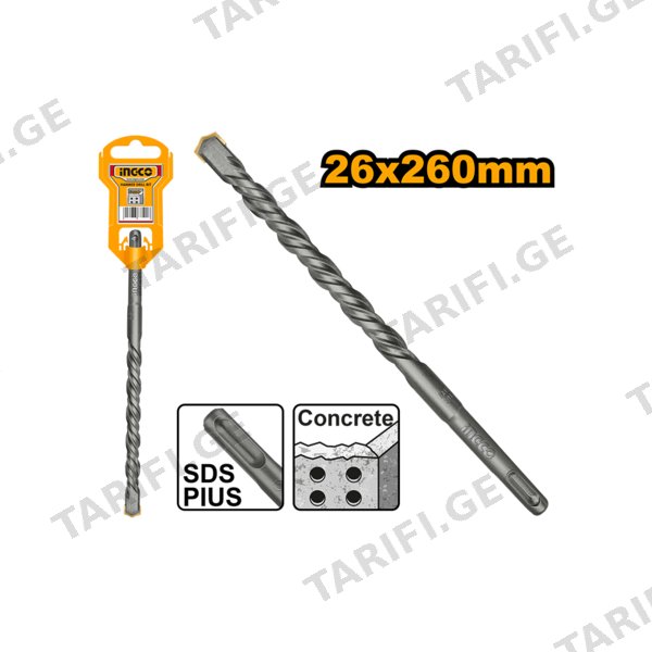 ბეტონის ბურღი 26X260 მმ SDS+ DBH1212601 INGCO